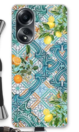 Blaue Fliesen, Zitronen und Orangen