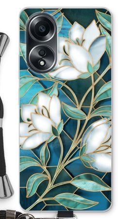 Blue stained glass flowers