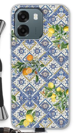 Blue tiles, lemons and oranges - small