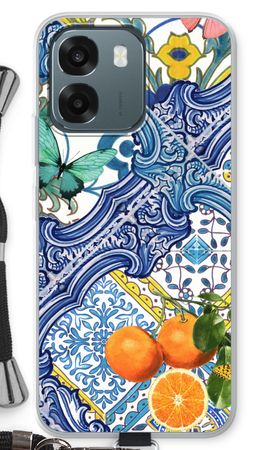 Blue tiles and oranges
