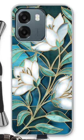 Blue stained glass flowers