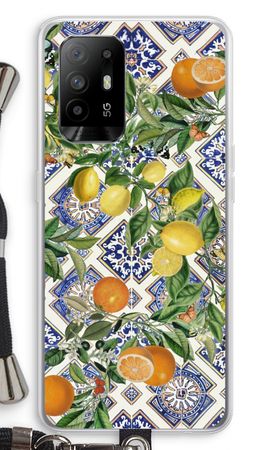 Blue tiles, lemons and oranges