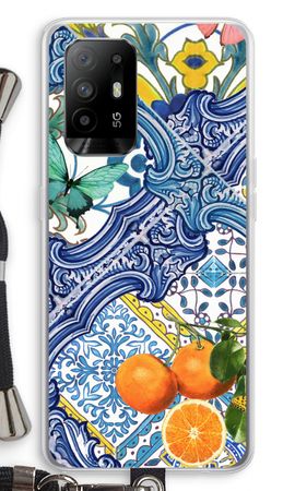 Blue tiles and oranges