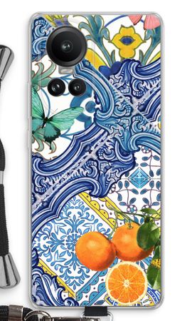 Blue tiles and oranges