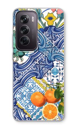 Blue tiles and oranges