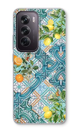 Blue tiles, lemons and oranges