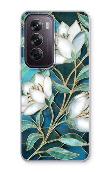 Fleurs en vitrail bleu