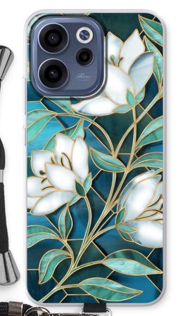Blauwe glas-in-lood bloemen