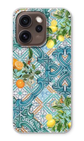 Blue tiles, lemons and oranges