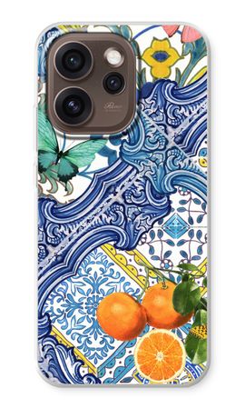 Blue tiles and oranges