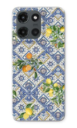 Blue tiles, lemons and oranges - small