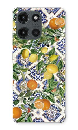 Blue tiles, lemons and oranges