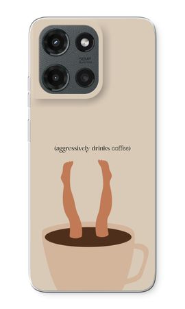 Aggressively drinks coffee