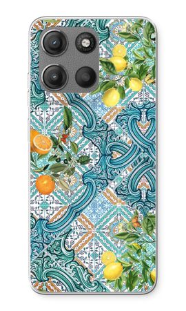 Blue tiles, lemons and oranges