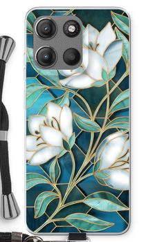 Blauwe glas-in-lood bloemen