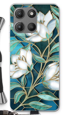 Blue stained glass flowers