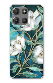 Blue stained glass flowers