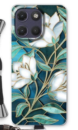 Blauwe glas-in-lood bloemen