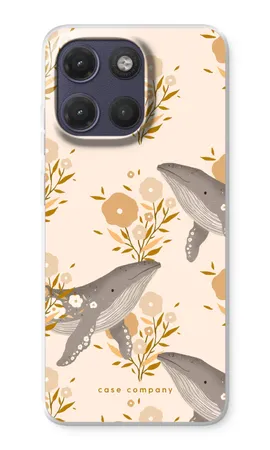 Floral Whales, Motorola Moto G17 pehmeä kotelo