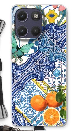 Blue tiles and oranges