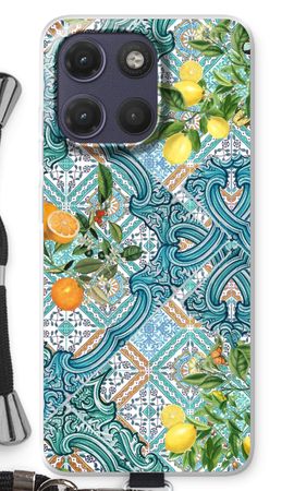 Blue tiles, lemons and oranges