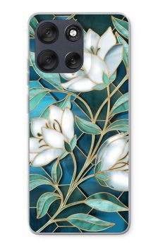 Blue stained glass flowers