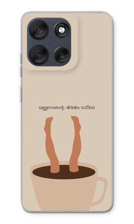 Aggressively drinks coffee