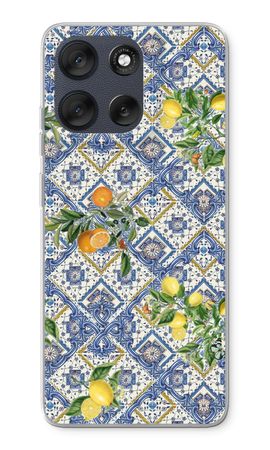 Blue tiles, lemons and oranges - small