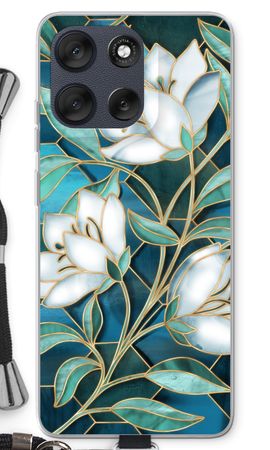 Fleurs en vitrail bleu