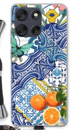 Blue tiles and oranges