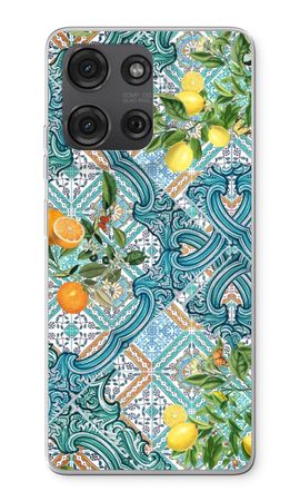 Blue tiles, lemons and oranges
