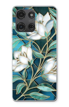 Blue stained glass flowers