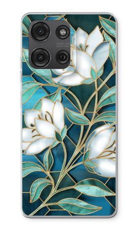 Blue stained glass flowers