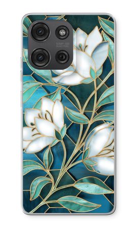 Blue stained glass flowers