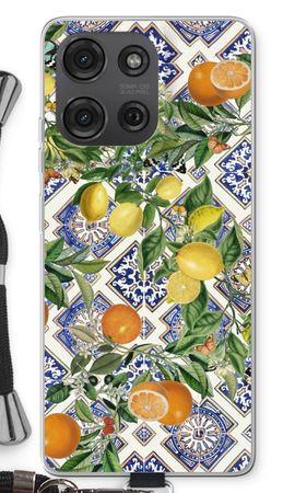 Blue tiles, lemons and oranges