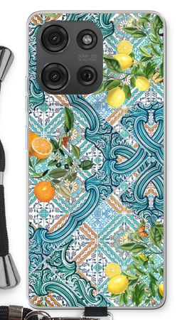 Blue tiles, lemons and oranges