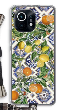 Blue tiles, lemons and oranges