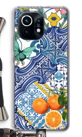 Blue tiles and oranges