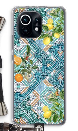 Blue tiles, lemons and oranges