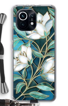 Blue stained glass flowers