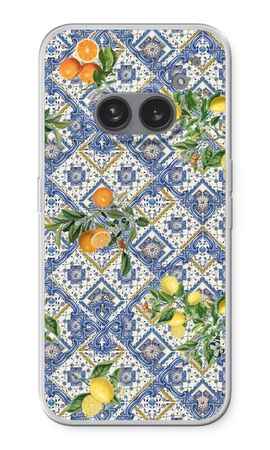 Blue tiles, lemons and oranges - small