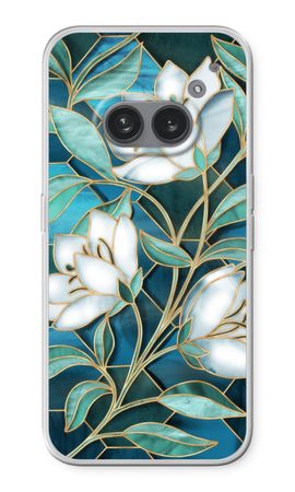 Blue stained glass flowers