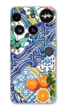 Blue tiles and oranges