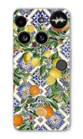 Blue tiles, lemons and oranges