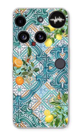 Blue tiles, lemons and oranges