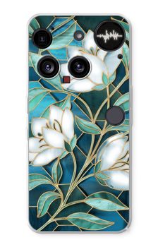 Blue stained glass flowers