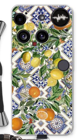 Blue tiles, lemons and oranges