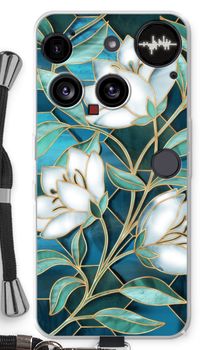 Blue stained glass flowers