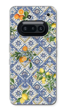 Blue tiles, lemons and oranges - small