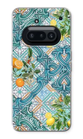 Blue tiles, lemons and oranges